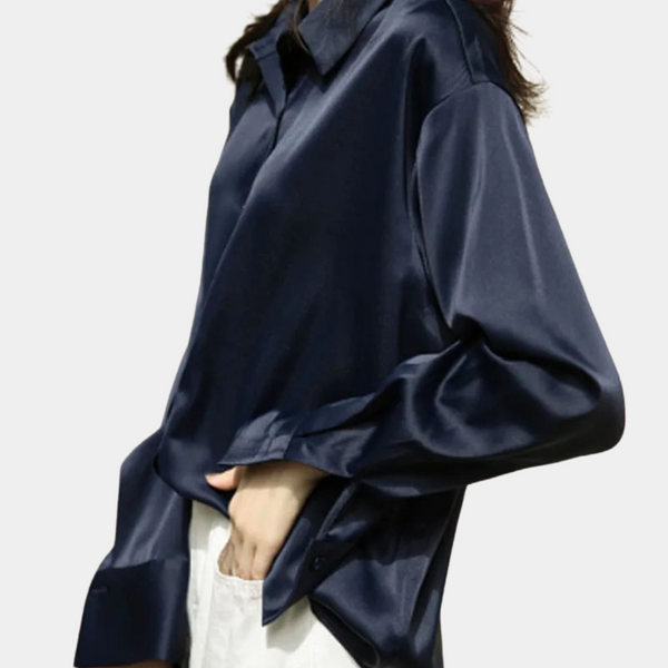 Chemisier en satin pour femme - blouse classique à coupe ample pour un style décontracté ou professionnel