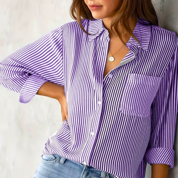Blouse rayée pour femmes, coupe décontractée en tissu doux - chemise casual polyvalente pour le quotidien