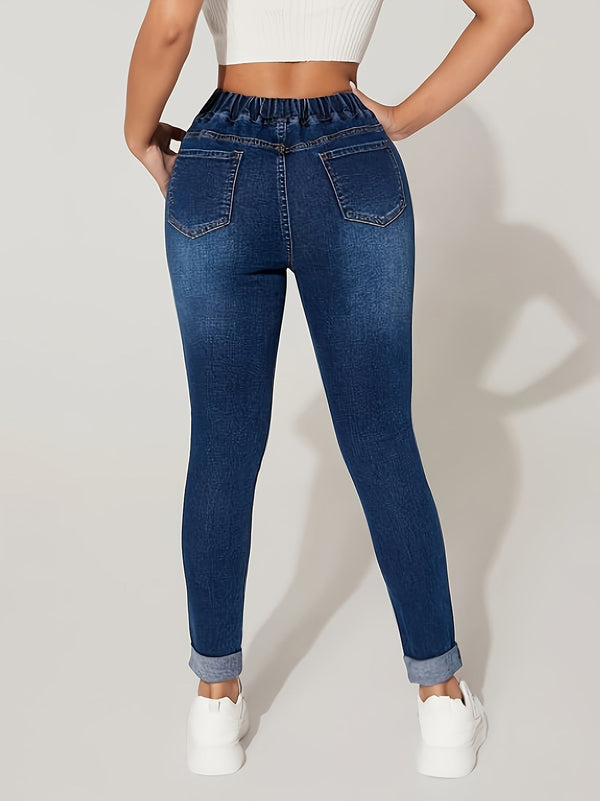 Pantalon de survêtement taille haute pour femmes avec cordon de serrage - bleu profond, un choix décontracté pour toutes les occasions