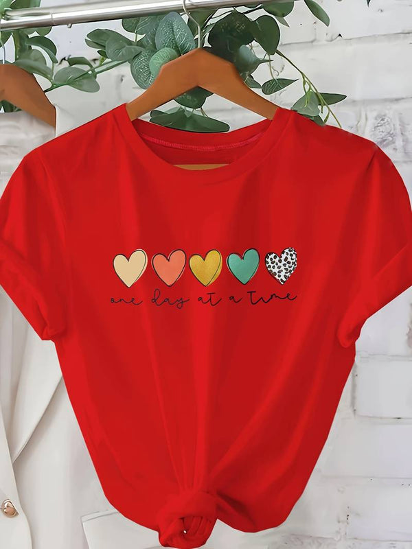 T-shirt femme avec motif cœur - vêtements décontractés doux pour un style quotidien