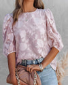Blouse en chiffon floral pour femmes - haut élégant avec manches bouffantes pour un look sophistiqué