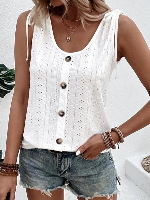 Blouse sans manches élégante avec détails boutonnés - vêtement polyvalent pour tous les jours, tissu respirant