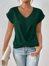 T-shirt femme à col v avec détail twist - blouse chic à manches courtes pour un style quotidien
