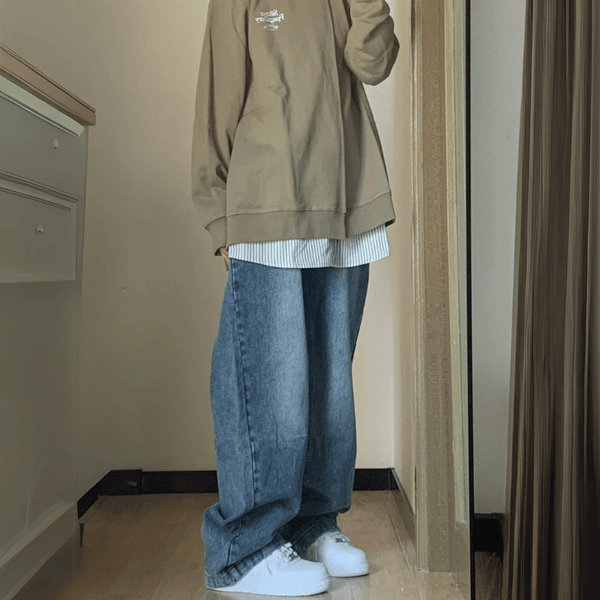 Jean baggy femme - pantalon en denim bleu taille haute pour sorties décontractées - style et aisance au quotidien