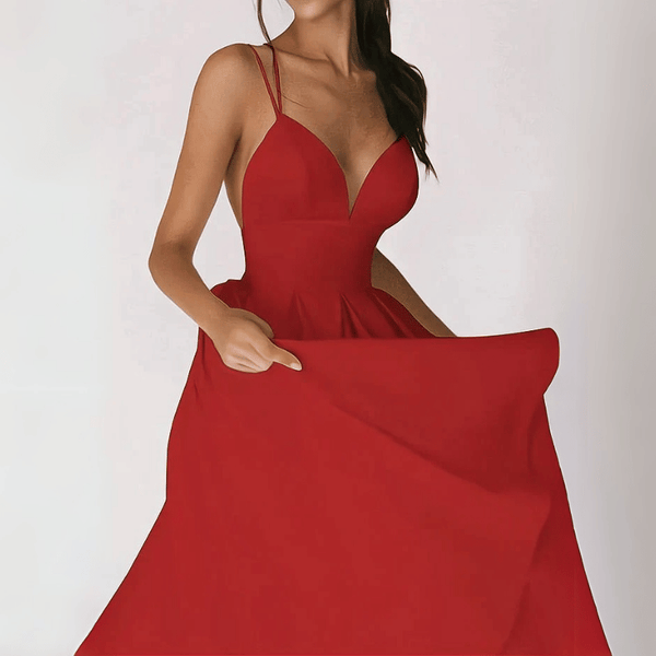 Robe midi décontractée femme avec dos nu - élégante pour vos soirées et événements