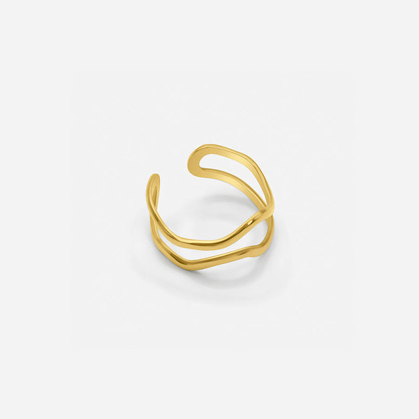 Bague double ajustable pour femmes - design moderne en or éclatant pour les soirées et occasions décontractées