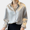 Chemisier en satin pour femme - blouse classique à coupe ample pour un style décontracté ou professionnel