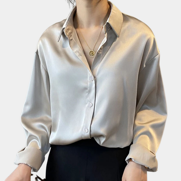 Chemisier en satin pour femme - blouse classique à coupe ample pour un style décontracté ou professionnel