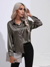 Blouse en satin pour femmes à manches longues - top chic et léger pour le bureau