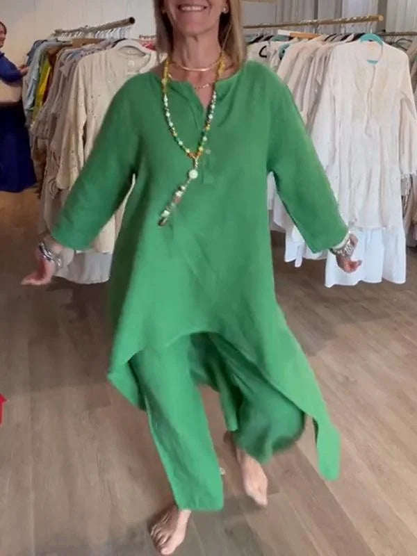 Tunique femme en lin mélangé légère - élégante vie quotidienne avec détails chic