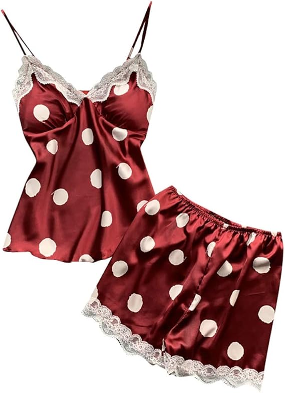 Ensemble de pyjamas en satin doux à pois - set de nuit stylé pour des soirées cosy