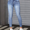 Jean skinny bleu - pantalons en denim extensible pour femmes