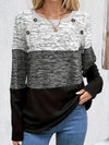 Pull long à manches longues et coupe décontractée avec blocs de couleur - tissu doux et extensible pour un style au quotidien