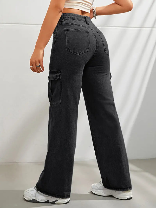 Pantalons cargo femmes - jeans larges tendance avec poches latérales pratiques pour tous les jours