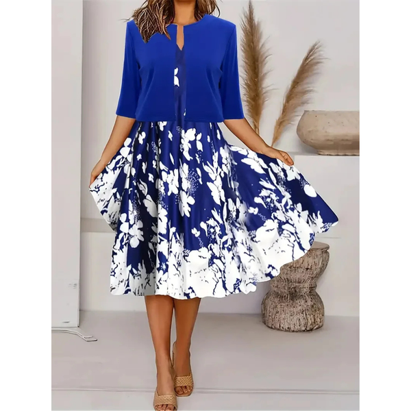 Robe midi fleurie 2 pièces et cardigan pour femme - une tenue décontractée élégante pour les dames stylées