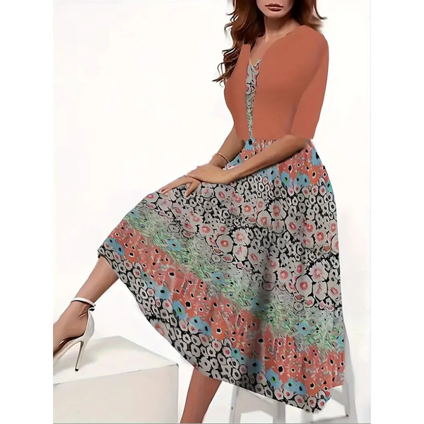 Robe midi fleurie 2 pièces et cardigan pour femme - une tenue décontractée élégante pour les dames stylées