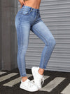 Jean skinny bleu - pantalons en denim extensible pour femmes
