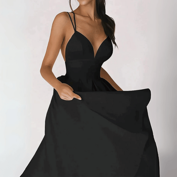Robe midi décontractée femme avec dos nu - élégante pour vos soirées et événements