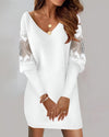 Robe longue à manches longues pour femmes - élégante robe blanche avec des détails en dentelle