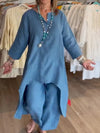 Tunique femme en lin mélangé légère - élégante vie quotidienne avec détails chic