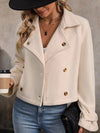 Veste féminine à double boutonnage - élégante veste beige décontractée pour toutes les occasions