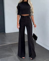 Ensemble crop top et pantalon 2 pièces - tenue élégante pour le bureau