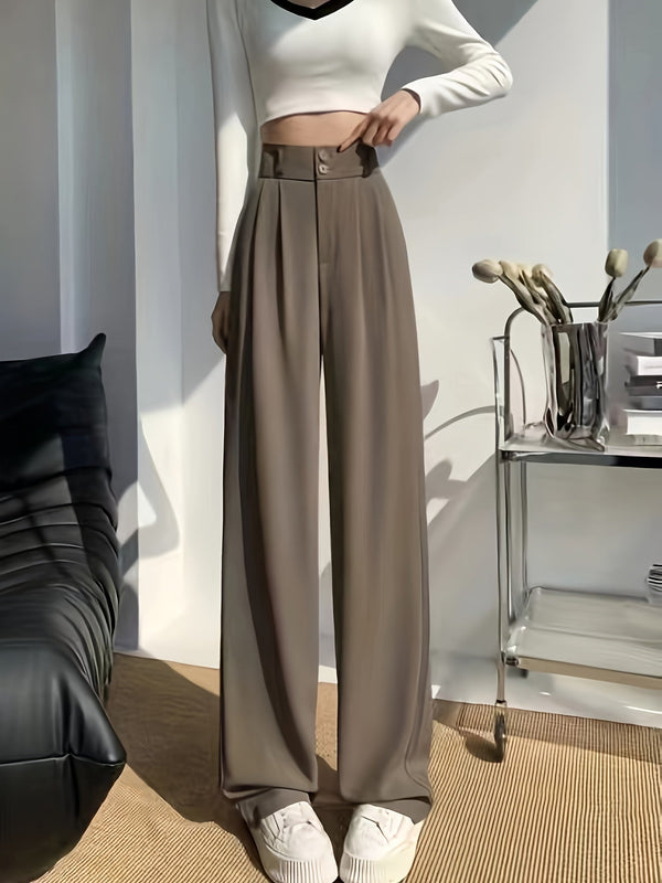 Pantalon chino femme taille haute - chic marron élégance décontractée