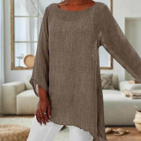 Blouse en lin pour femmes - top chic à manches longues pour ladies - vêtement léger et décontracté, pour le confort au quotidien