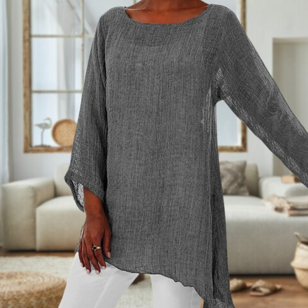 Blouse en lin pour femmes - top chic à manches longues pour ladies - vêtement léger et décontracté, pour le confort au quotidien