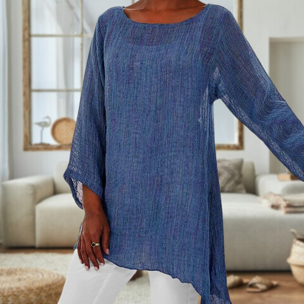 Blouse en lin pour femmes - top chic à manches longues pour ladies - vêtement léger et décontracté, pour le confort au quotidien