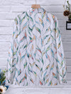 Blouse légère pour femmes avec motif feuilles - chemisier élégant à manches longues pour le quotidien