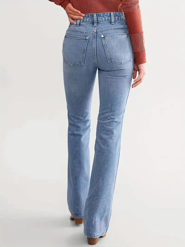 Jeans bootcut pour femmes taille haute slim fit bleu clair - pantalon denim décontracté pour des tenues variées