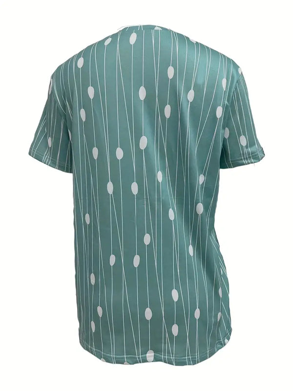T-shirt casual femme à pois vert - haut stylé à manches courtes pour le quotidien