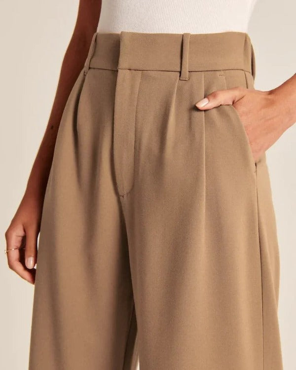 Pantalons tailleur femme taille haute avec plis chics - l'élégance décontractée à votre portée