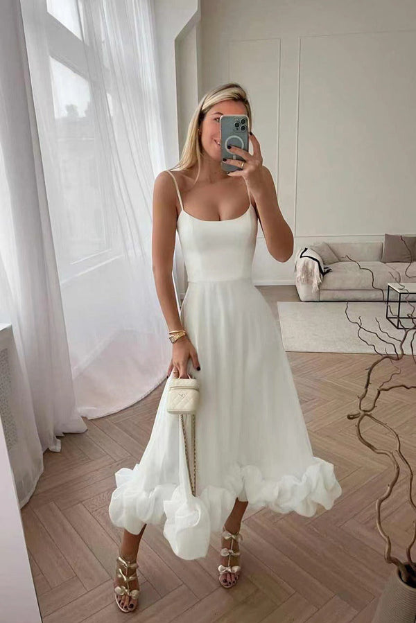 Robe de cocktail femme élégante midi à coupe évasée - tenue de soirée sans manches pour toutes les occasions