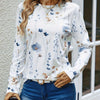 T-shirt à manches longues avec imprimé floral blanc - haut élégant pour femmes
