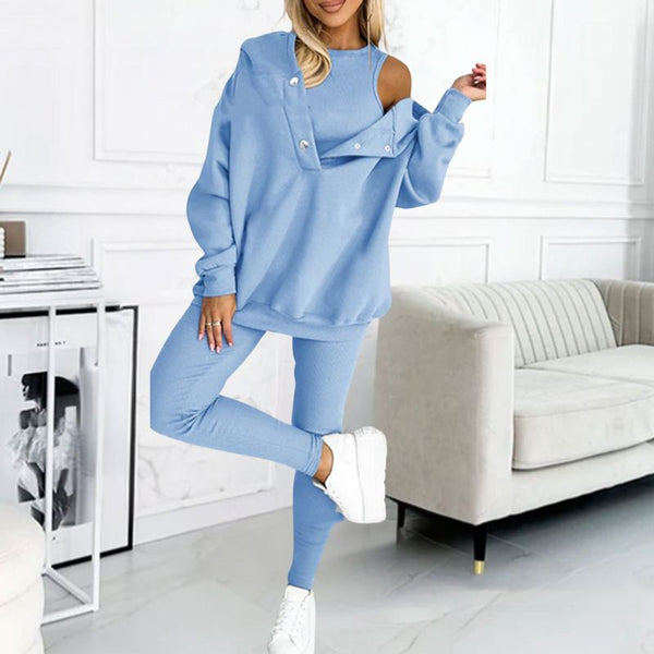 Ensemble de loungewear pour femmes - sweat à capuche douillet et leggings en tissu doux pour des moments décontractés à la maison