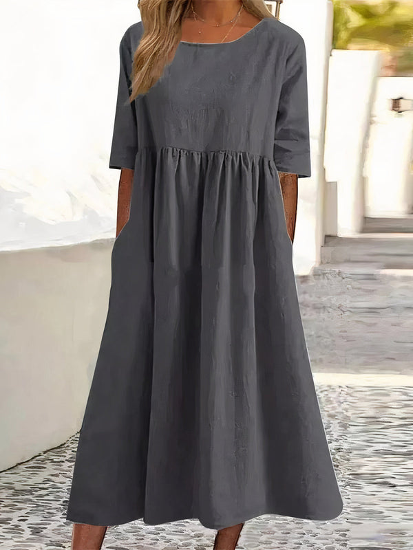 Robe midi décontractée pour femmes - style en coton cosy pour un look élégant au quotidien
