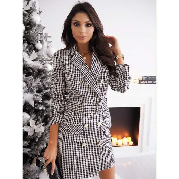 Robe blazer sur-mesure à double boutonnage - chic pour les dames