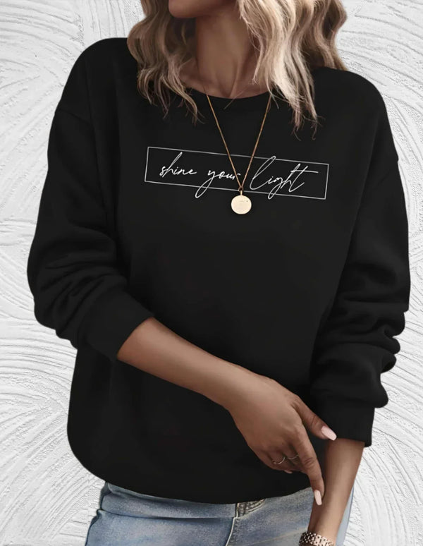 Sweat-shirt en coton avec citation inspirante pour femmes - pull à manches longues casual pour le quotidien