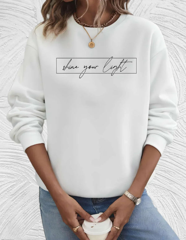 Sweat-shirt en coton avec citation inspirante pour femmes - pull à manches longues casual pour le quotidien