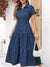 Robe midi en denim - bleu profond pour femmes avec boutons