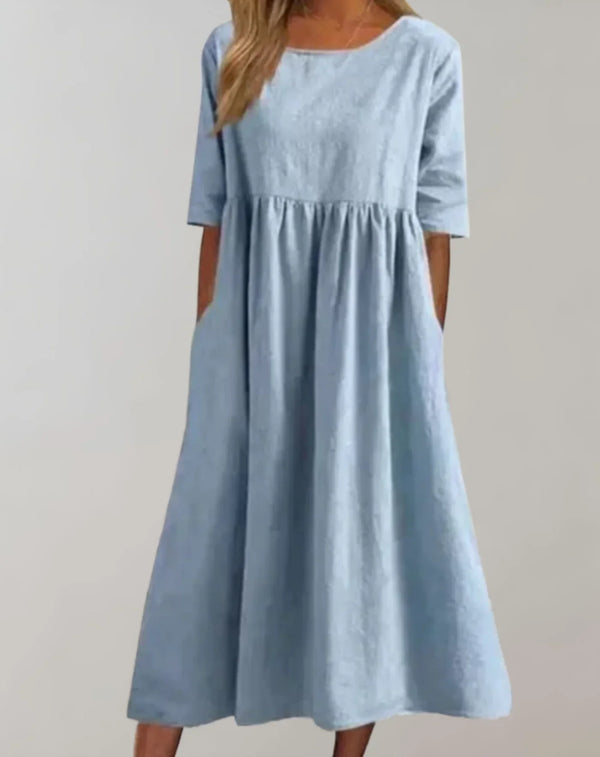Robe en coton décontractée pour femme avec poches - design élégant en a pour le quotidien