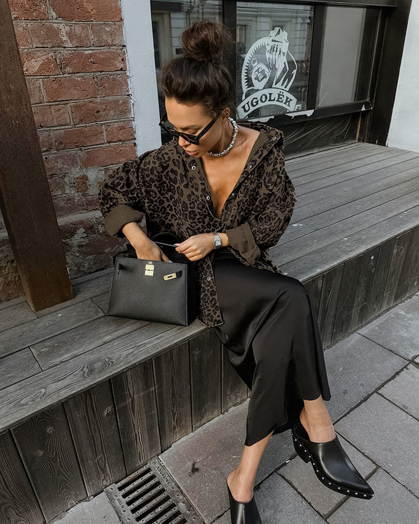 Chemise surdimensionnée à imprimé léopard pour femmes - veste tendance en marron