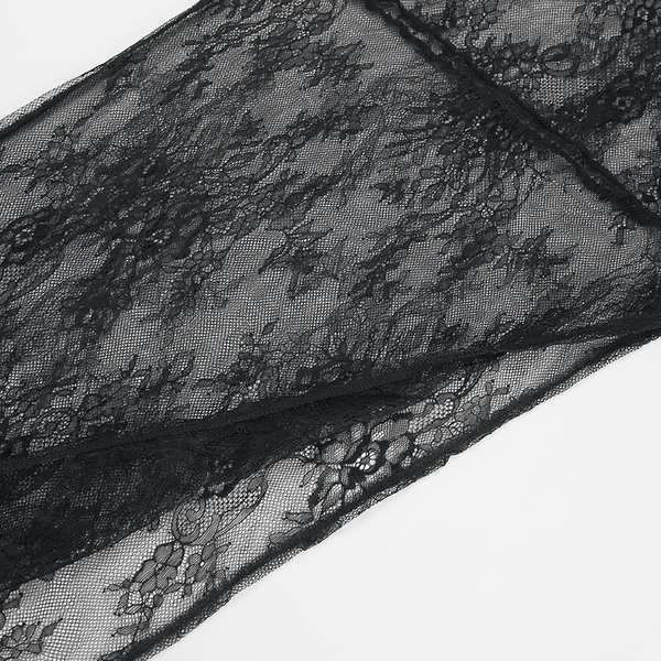 Blouse en dentelle sheer pour femmes - design superposé élégant en noir, tops polyvalents pour les soirées et le quotidien