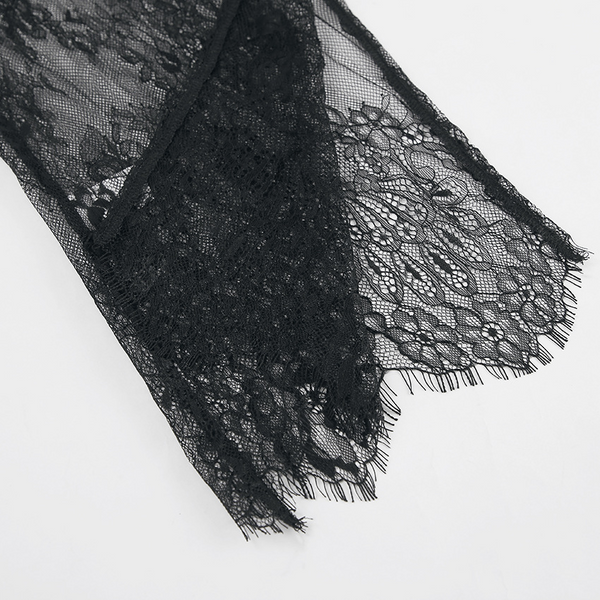 Blouse en dentelle sheer pour femmes - design superposé élégant en noir, tops polyvalents pour les soirées et le quotidien