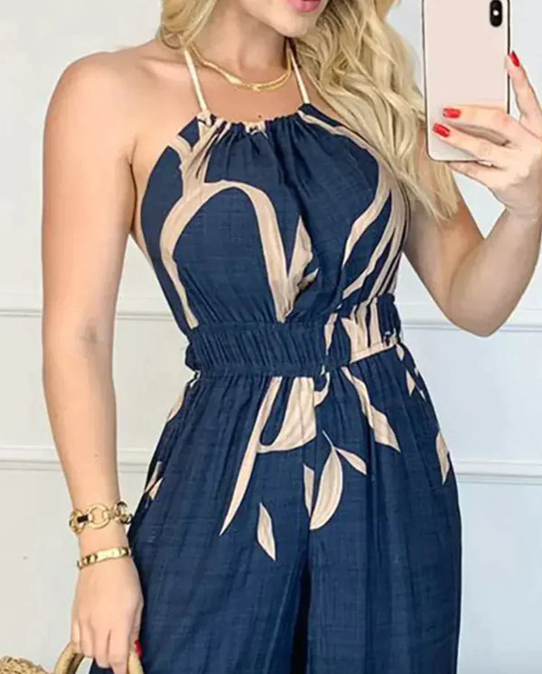 Jumpsuit d'été floral à bretelles pour femmes - vêtement décontracté léger pour sorties