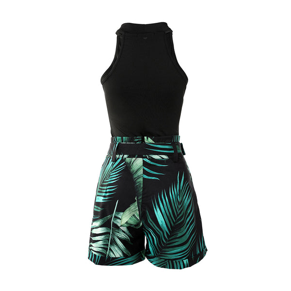 Ensemble d'été femme en 2 pièces - short à imprimé tropical pour des vacances tendances