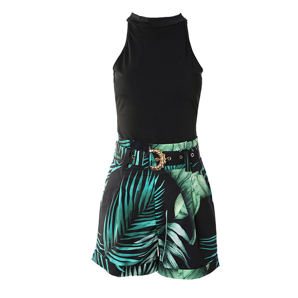 Ensemble d'été femme en 2 pièces - short à imprimé tropical pour des vacances tendances