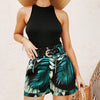 Ensemble d'été femme en 2 pièces - short à imprimé tropical pour des vacances tendances